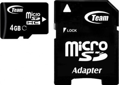 Карта памяти Team MicroSDHC 4GB Class 4 + adapter (TUSDH4GCL403)