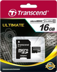 Карта памяти Transcend MicroSDHC 16GB Class 10+ SD-adapter (TS16GUSDHC10)
