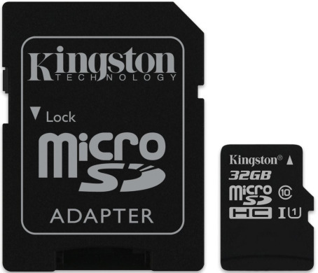 Карта памяти MicroSDHC 32GB UHS-I Class 10 Kingston + SD-adapter (SDC10G2/32GB)