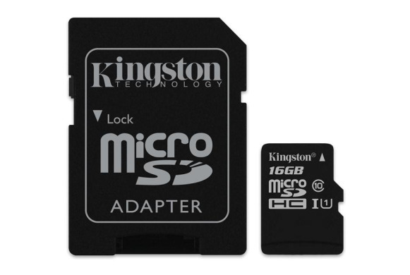 Карта памяти Kingston MicroSDHC 16GB Class 10 UHS-I + SD адаптер (SDC10G2/16GB)