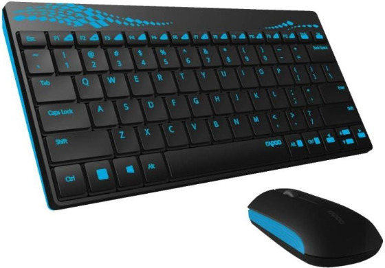 Комплект (мышь+клавиатура) RAPOO 8000 wireless черно-голубой